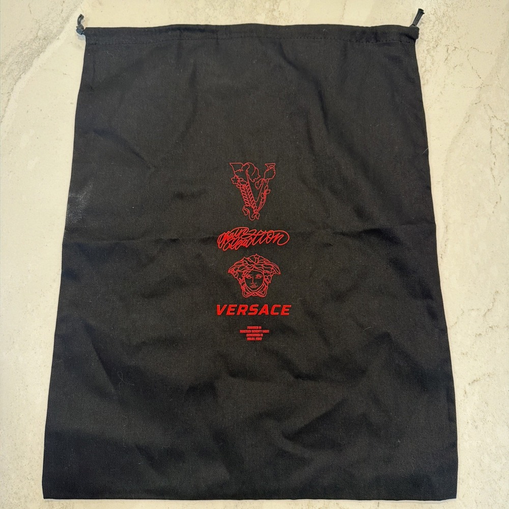 Versace Black Drawstring Dustbag with Red Logo Medusa Designer Women